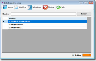 Lista almacenes